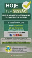 1ª Sessão Solene. Leitura da Mensagem Anual do Governo Municipal. 