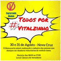 Nos dias (30 e 31) de Agosto, o Hemonorte estará realizando o cadastro de pessoas que desejam ser doadores voluntários de medula óssea.  